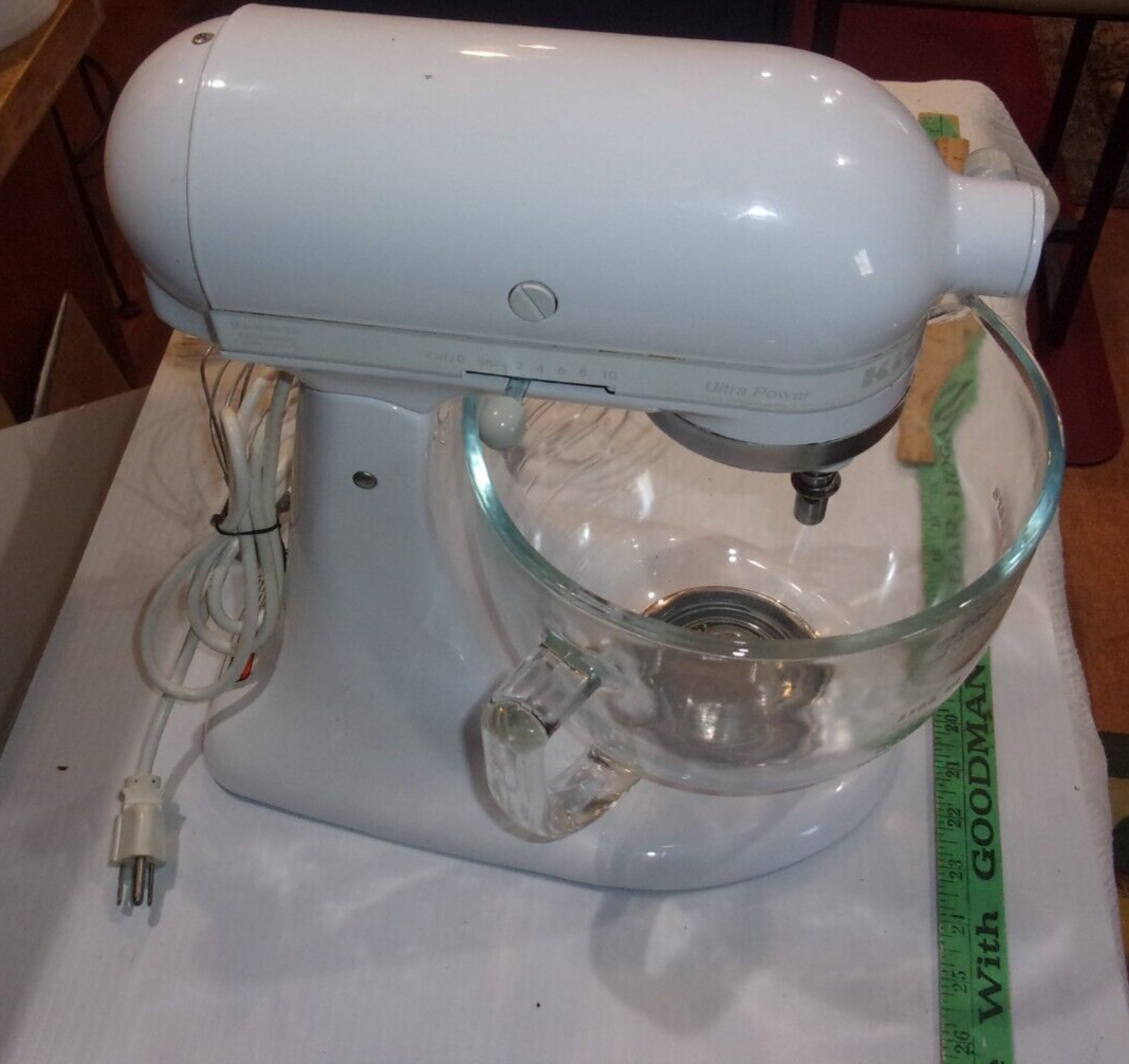 KitchenAid KSM90 300W Ultra Power Mixer White -tilt head