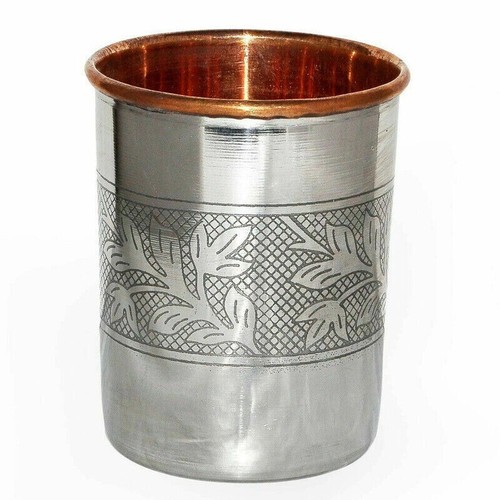 Copper Steel Glass Beautiful Tumbler For Home Kitchen & Dining Set Set of 4 - Picture 2 of 4