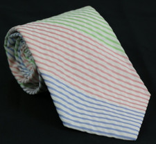 Vineyard Vines Multicolor Stripe Color Block Tie Made in USA Poly Cotton Silk