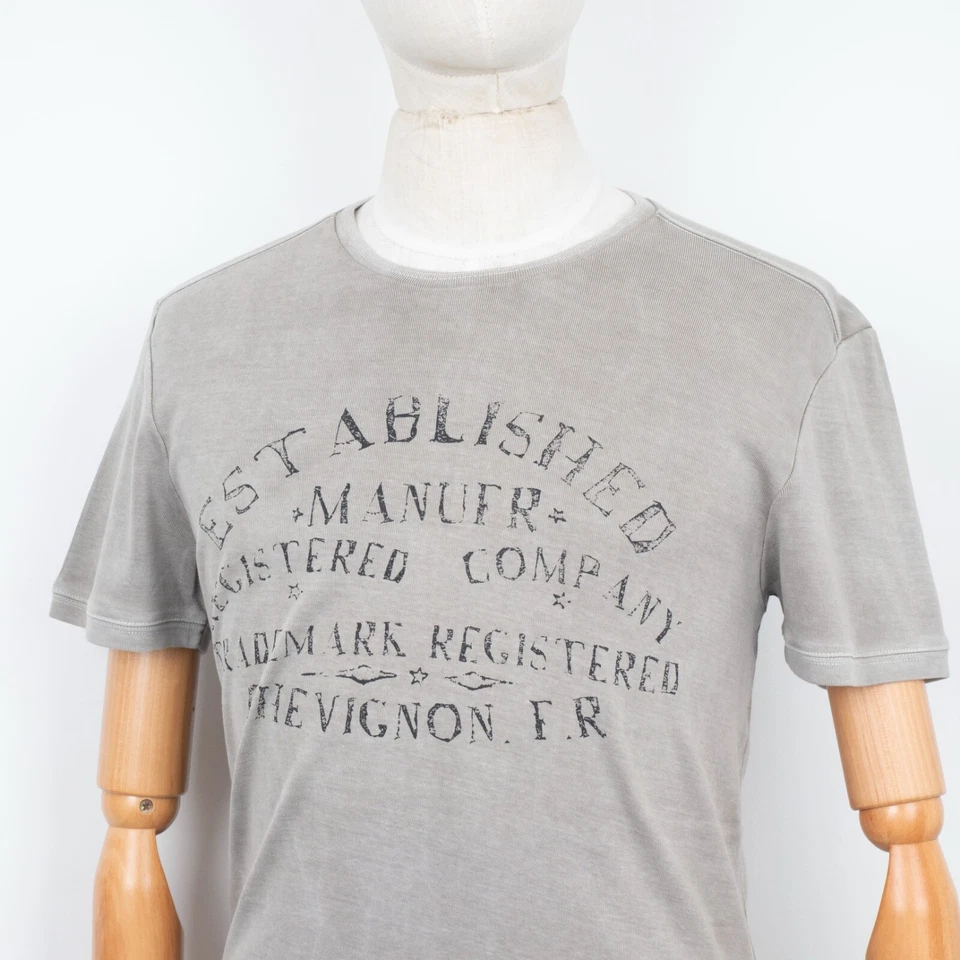 CHEVIGNON Vintage Gray Gray Short Sleeve Stretch Cotton Centr Logo T-Shirt M  - Image 3 of 4