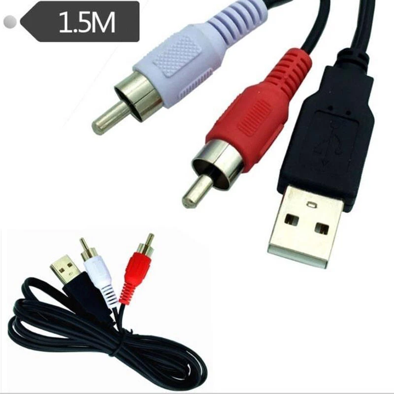 USB Male Female to RCA AV Audio Video Cable Adapter Cord for 1080P TV DVD HDTV - Image 2 of 4