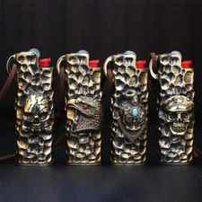 Brass Lighter Case Cover Holder for Bic Lighter J3 Eagle Skull Lighter Sleeve