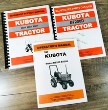 Kubota B7200D Tractor Service Manual Parts Catalog Set Catalog Repair Shop 4WD