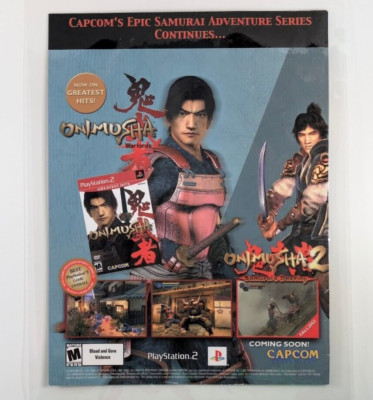 2002 Onimusha Laminated Ad    Capcom s Epic Samurai Adventure Series  PS2 Poster