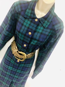 green and navy tartan dress