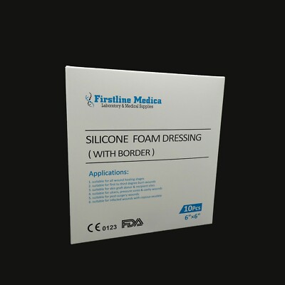 Silicone Foam Dressing (with Border), 6'' x 6'', 30/pack