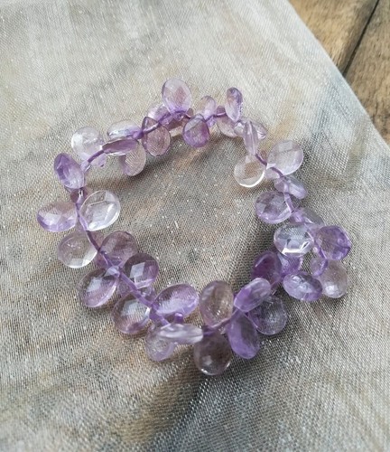 BRACCIALE AMETISTA BRIOLETTES SFACCETTATE, BRACCIALE ELASTICO AMETISTA NATURALE - Foto 5 di 9