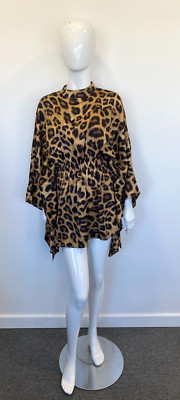 Gracia Dress Tunic Top Handkerchief Hem Leopard Print Size S RLO0001 NG