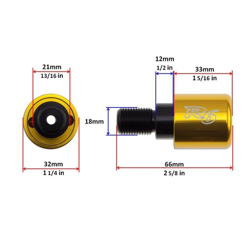 Weight Slider Gold For Yamaha YZF 99-05 R6s Handle Bar End CNC R6 Engraved Stop - Picture 2 of 2
