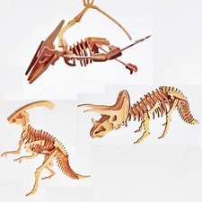 Dinosaurier 3D Holzpuzzle Bausatz Dino Skelett Basteln Puzzle Holz Steckpuzzle
