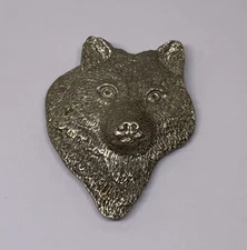 Vtg GG Harris Wolf Head Fine Pewter 1998 129A 3-D Lapel Pin (106)