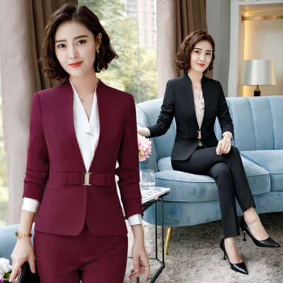 Damen Formelle Business Anzug Blazer Set Career Büro Arbeitskleidung Uniformen - Bild 1 von 4