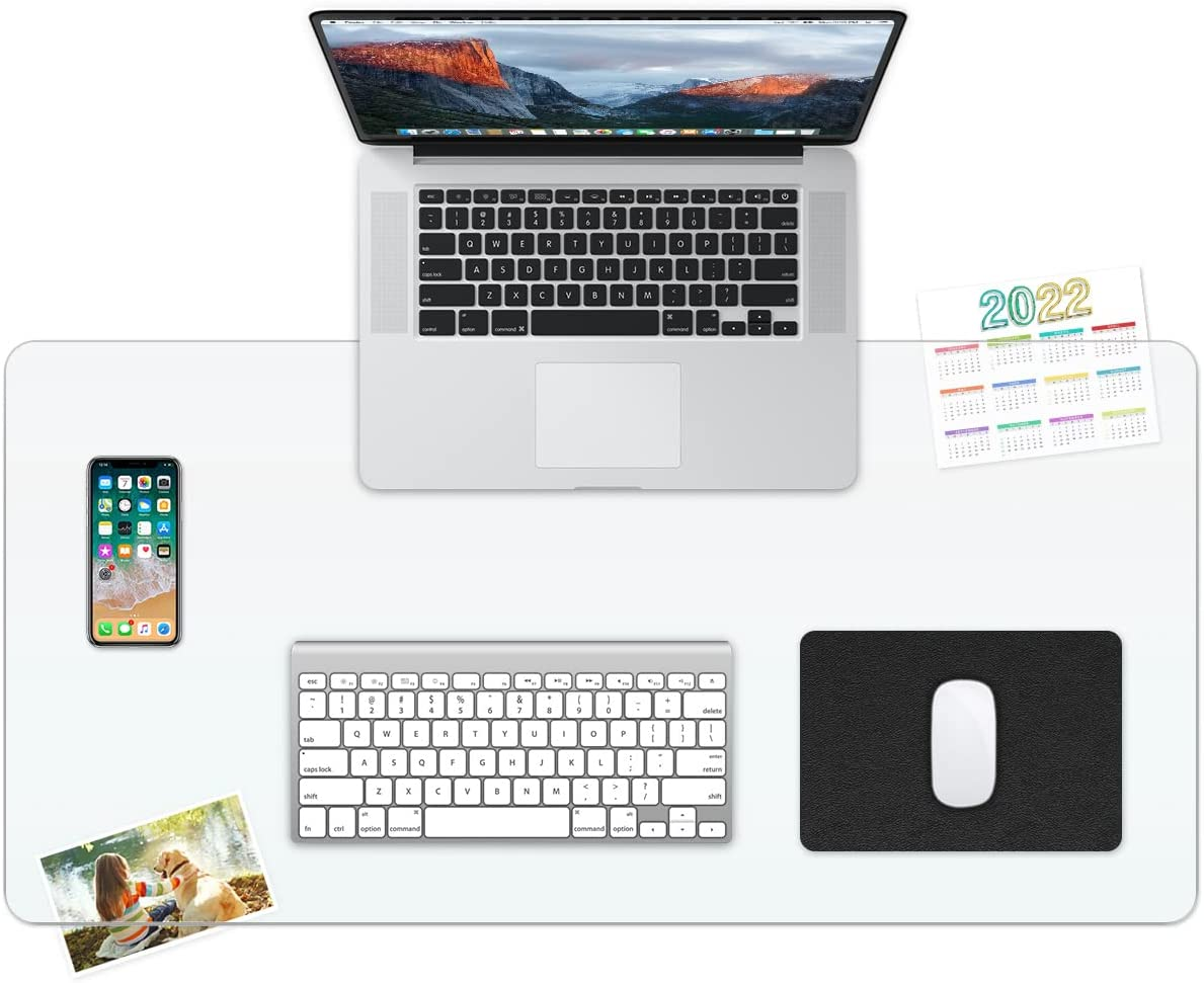 Rostikong Clear Desk Pad Mat Blotter 16'' X 32'' Crystal Plastic