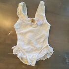 Million Dollar Baby Ivory Romper Swim Suit Lace Gold Beaded Accents Sz 7 Kids