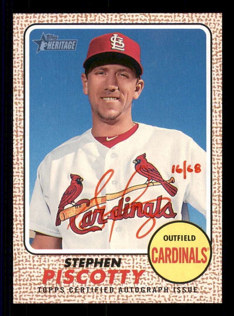 2017 Topps Heritage High Real One Autograph Red Ink SP Stephen Piscotty 16/68