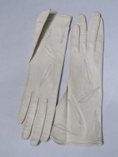 Gloves Women's Leather, Made in France Off White, Size 6 