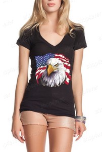 American-Flag-National-Symbol-Eagle-Women-039-s-V-Neck-T-shirt-4th-of-July-Shirts