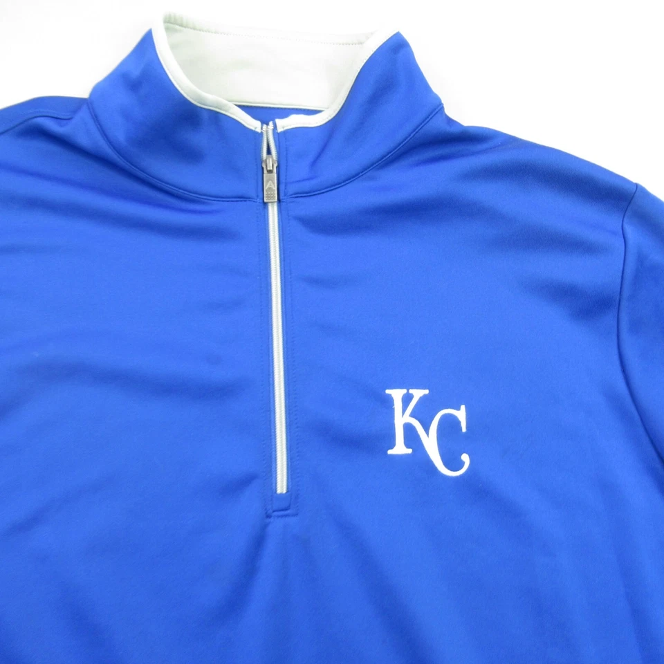 Мужской свитер Antigua 2XL с длинным рукавом пуловер на молнии 1/4 для гольфа на открытом воздухе KC Royals - Изображение 2 из 4