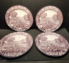 Wood and Sons Castles Plate Set of 4 Enoch Wood 9" Purple Plum