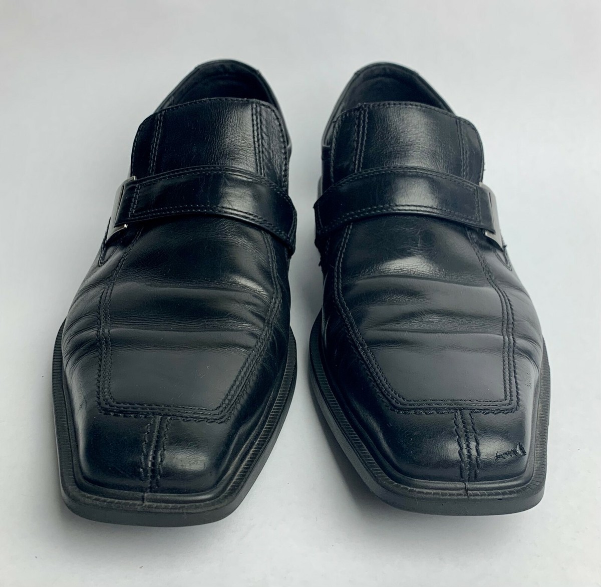 Ecco Mens Black Slip On Loafer Bike Toe Dress Shoes sz 46 12 