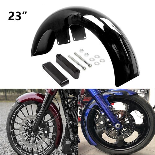 23" Wrap Vivid Black Front Fender For Harley Touring Electra Road Glide Custom - Afbeelding 1 van 13