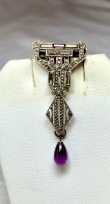 Seltene Wiener Werkstatt Stil Brosche Kunsthandwerk Art Deco Silber Markasit