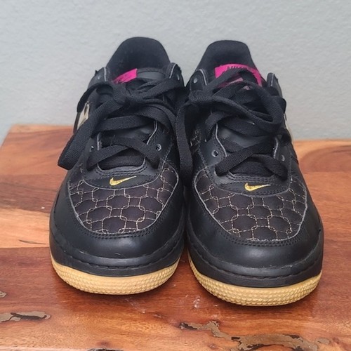 Tenis Nike Air Force 1 Top Bajo Negro Holográficas Oro Calor Vintage 4Y = 6 Mujer - Imagen 4 de 11