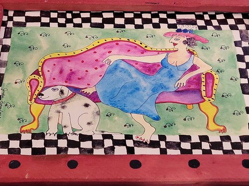 JUDIE BOMBERGER Rare Watercolor Painting Woman and Dog-Signed-1994 - Picture 3 of 9