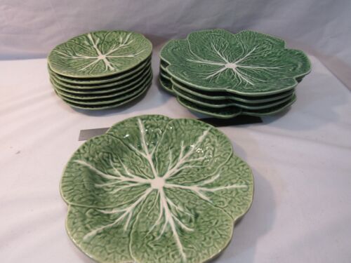 12 Piece set Bordallo Pinheiro green cabbage plates - Afbeelding 1 van 2