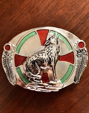 Native American Howling Wolf Amerindian Chief Metal Unisex Men  s Belt Buckle