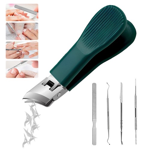 5 Pcs Beveled Edge Nail Clipper Set Wide Jaw Slanted Cutter Toenails Trimmer - Picture 16 of 20