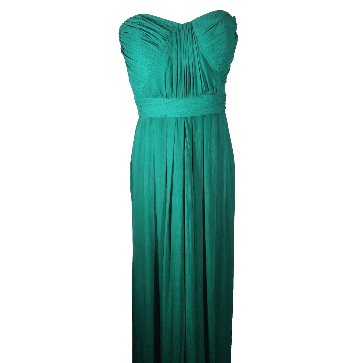 BADGLEY MISCHKA Sz 10 Emerald Green Formal Strapless Dress Crinkle Polyester