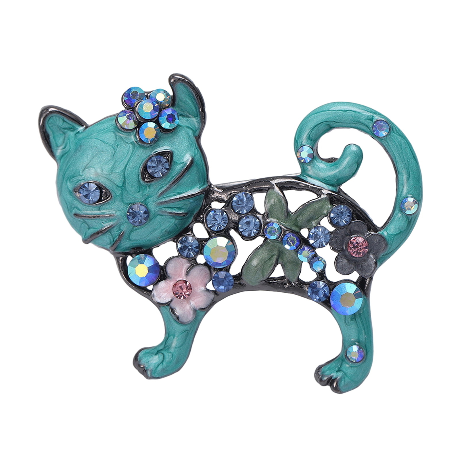 Suit Lapel Shawl Badge Exquisite Craftsmanship Brooch Colorful Rhinestone Cat