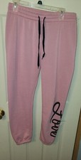Bobbie Brooks Sweatpants Jogger Sweat Pants Pink love Drawstring Womens M     