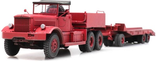 ARTITEC 387.430  Autocarro Diamond T con rimorchio rosso , uso  civile HO 1:87 - Foto 1 di 4