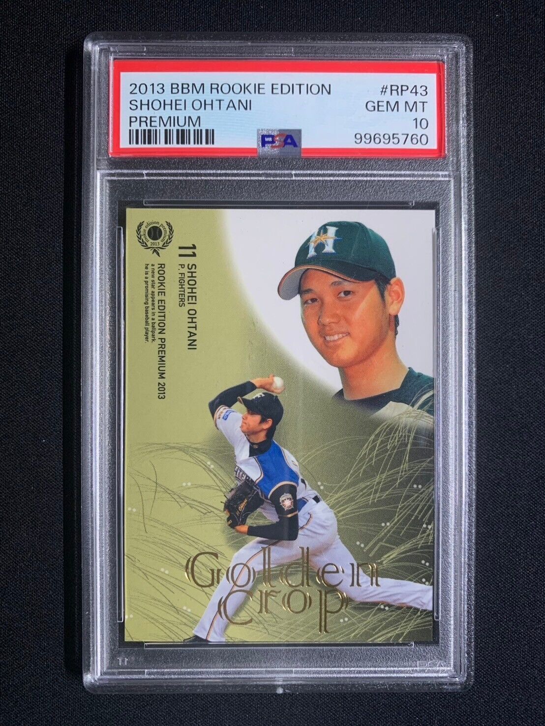 Shohei Ohtani 2013 BBM Rookie Edition Premium #RP43 Golden Shohei Ohtani 2013 BBM Rookie Edition Premium #RP43 Golden