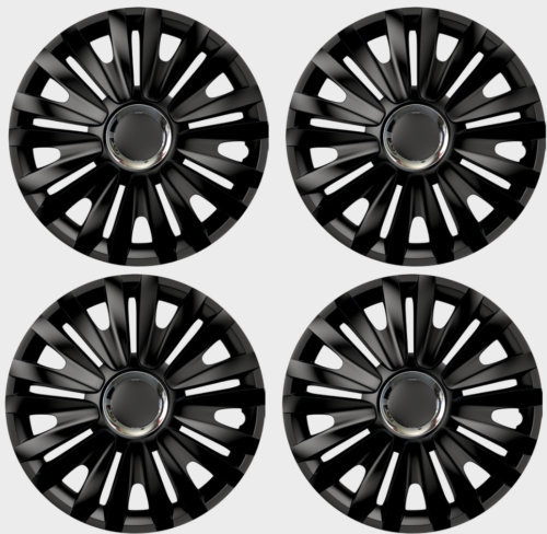 CADDY VAN FULL SET OF 4 COVERS 15" WHEEL TRIMS HUB CAPS ABS PLASTIC COVER BLACK - Picture 1 of 1