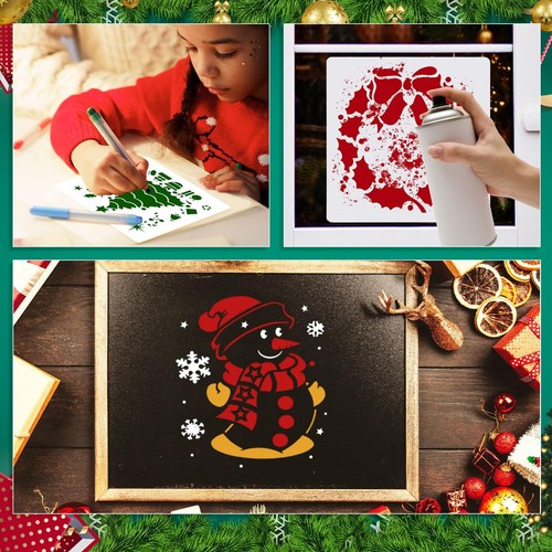 32pcs Christmas Stencils for Crafts Xmas Reusable Painting Templates Merry Ch... - Picture 5 of 7