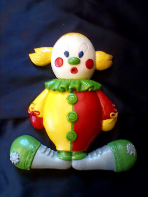  VINTAGE CHALKWARE CLOWN BABY NURSERY WALL DECOR MID CENTURY 