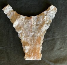 VICTORIA'S SECRET Size L Dream Angel Purest Pink Lace Brazilian Panty NWT