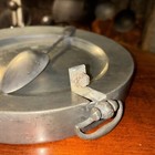 18th Century Pewter Water-Warming  Plate w/Vintage Pewter Spoon — photo 5