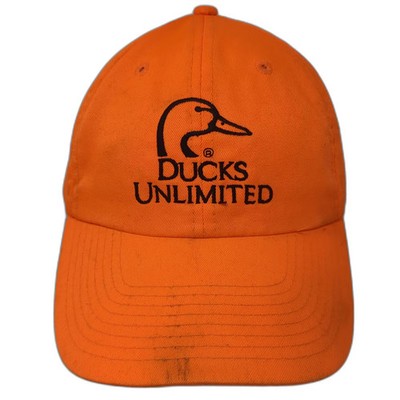 Ducks Unlimited Baseball Cap Orange Black OS Strapback Hat Embroidered Logo