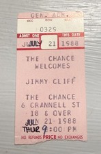 JIMMY CLIFF RARE CONCERT TICKET STUB POUGHKEEPSIE, NY 07/21/1988 JIMMY CLIFF RARE CONCERT TICKET STUB POUGHKEEPSIE, NY 07/21/1988