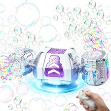 Mecha-Style Bubble Machine, Rechargeable Auto Blower with Remote  RGB Lights...