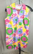 Vtg 60s/70s Handmade Womens S/M Romper Mod Pop Art Flowers Playsuit Zipper Front