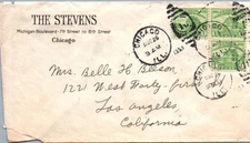 POSTAL HISTORY COVER CORNER CARD THE STEVENS HOTEL OF CHICAGO ILL 1933 MULTIPLES