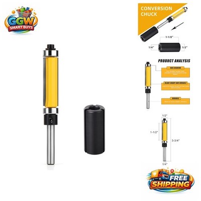 Carbide Flush Trim Router Bit 1/4 Inch Shank - Ideal for Woodworking Projects