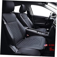 Elantrip 2PCs Front Car Seat Covers Leather Water Proof Seat Front Set Black