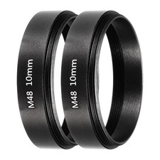 2Pcs 10mm M48 Lens Adapter Ring Extension Tube for Camera and Eyepiece, Black