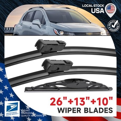 A set of 3 OEM Quality Front and Rear Windshield Wiper Blades Size 26''&13''&10''